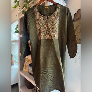 Vintage Embroidered Olive Tunic